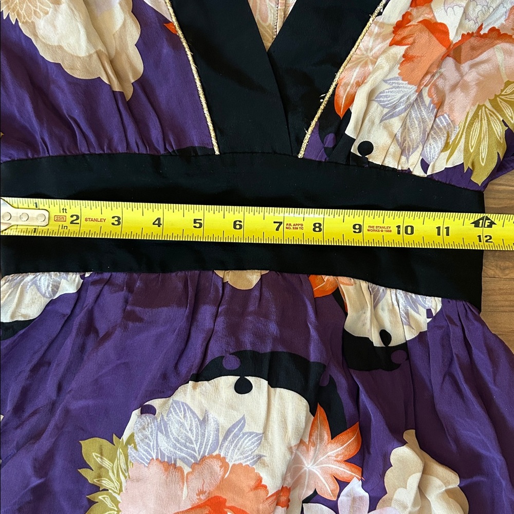Corey Lynn Calter Anthropologie Vintage Silk Floral Empire Waist Dress A-Line 4 - Picture 11 of 12